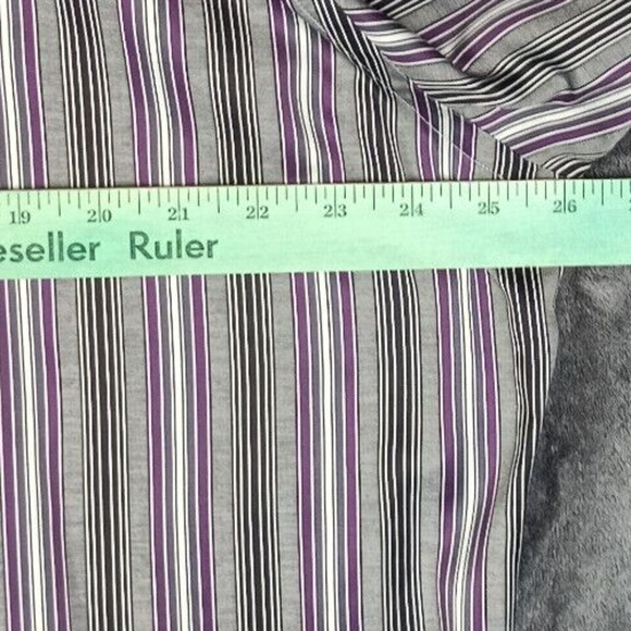 ETRO Milano Shirt Men Size 44 Gray Stripe Flip Cuff - Picture 5 of 10